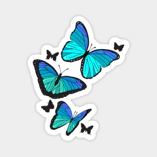 Flying Tropical Blue Morpho Butterflies Magnet