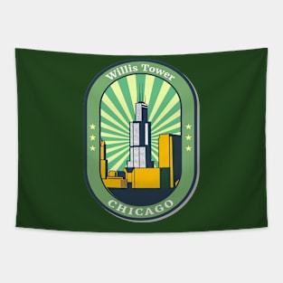 Willis Tower, Chicago- Retro-Vintage Patch Tapestry