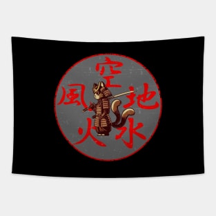 Samurai Two Tailed Tom - Niten ichi-ryū - Grunge Style Tapestry