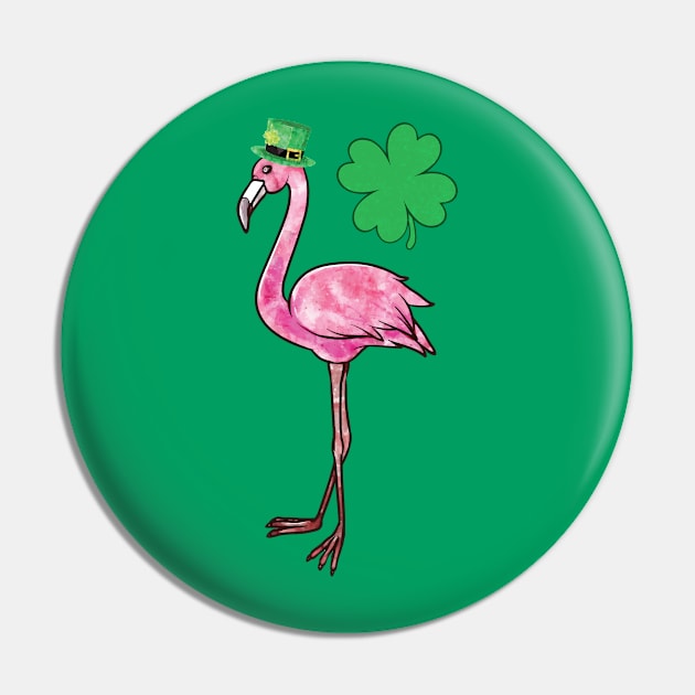 Lucky Leprechaun Flamingo St Patrick's Day Pin by Pennelli Studio