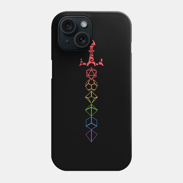 Nerdy Rainbow Dice Sword Tabletop RPG Gaming Phone Case by pixeptional