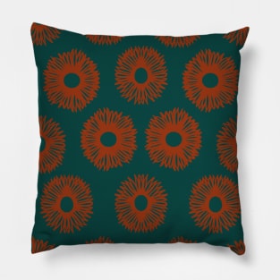 Orange Hand-Drawn Floral Pattern Pillow