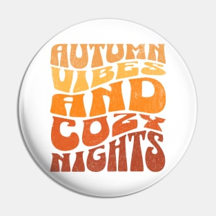 Autumn Vibes Groovy 70's Retro Textured Typography Design Pin