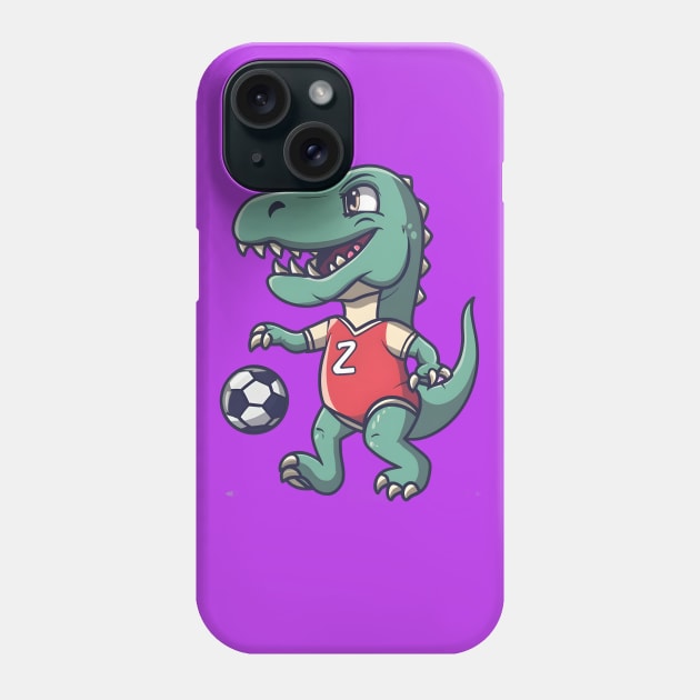 Cool dinosaur playing football Phone Case by Spaceboyishere