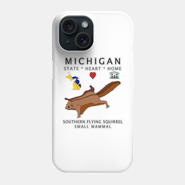 Michigan - Southern Flying Squirrel - State, Heart, Home - state symbols Phone Case by cfmacomber