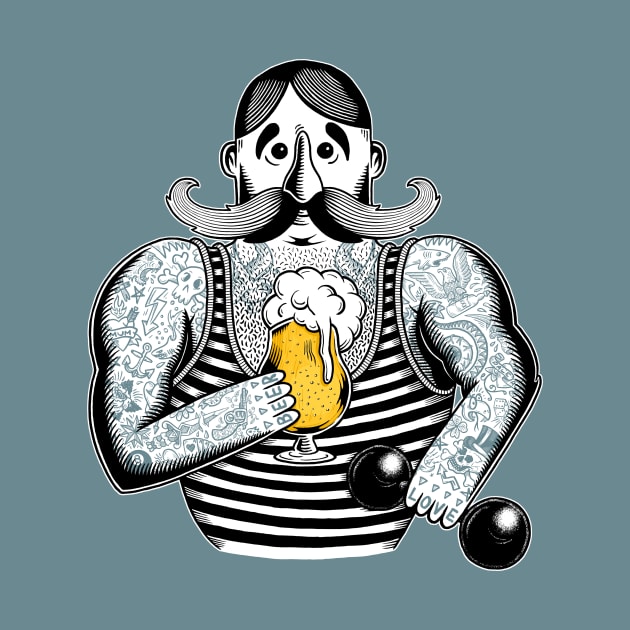 Tattooed Circus Strongman Beer Lover by 10tacled