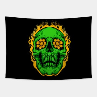 Green skull Tapestry