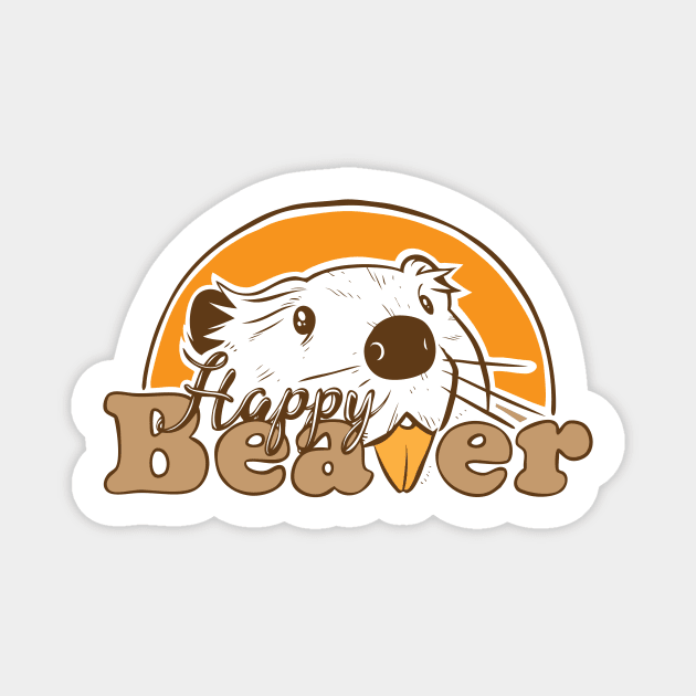 Happy Beaver Magnet by Baddest Shirt Co.