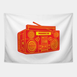 Boombox (Yellow Lines + Red Drop Shadow) Analog / Music Tapestry