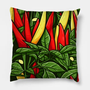 Vintage doodle illustration of Chilli plant Pillow