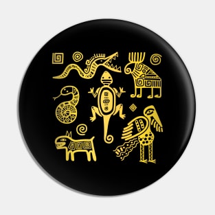 Mexican golden symbols Pin