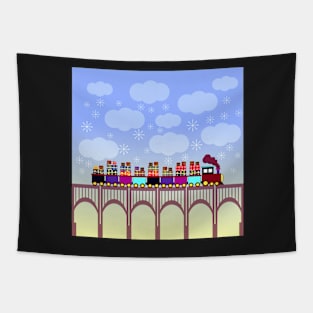 A train with Christmas gifts Tapestry