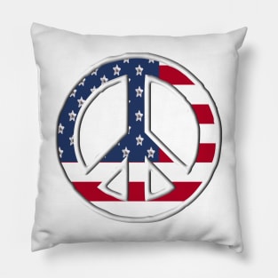 Peace With American Flag Pillow