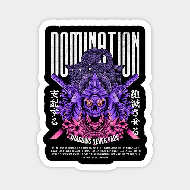 Domination Design: Demon Samurai - Shadows Never Fade - Dark Japanese Art Magnet by Designed By Marty