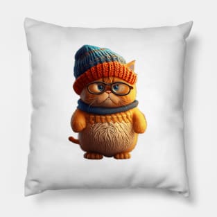 Sleepy Orange Cute Kitty Cat Knitten Kitten Pillow