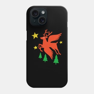 red deer with wings flies above the pines towards the stars with wings flies above the pines towards the stars Phone Case