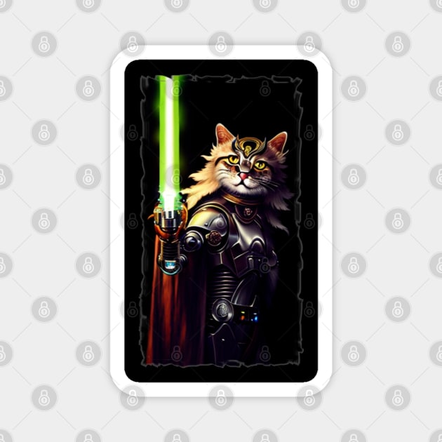 Fun Cat Print ~ AI Art ~ Fantasy Cat ~ Sci-fi Cat ~ Cats with Lightsabers Magnet by catsnlightsabres