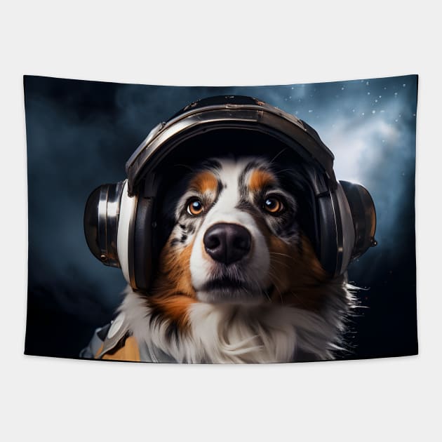 Astro Dog - Australian Shepherd Tapestry by Merchgard