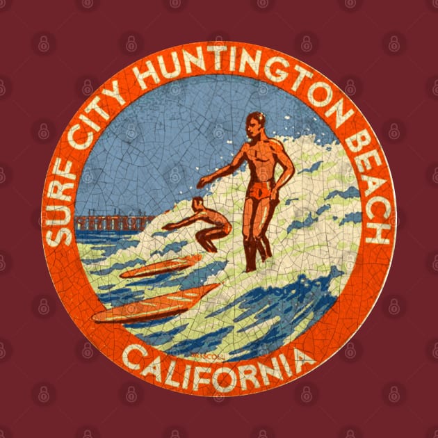 Huntington Beach vintage Souvenir decal by Midcenturydave