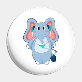 Elephant Headphone Music Pin