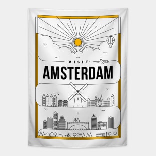 Amsterdam Minimal Lineal Poster Tapestry