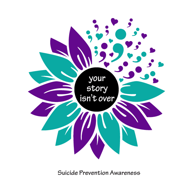 Suicide prevention: semicolon sunflower, black type by Just Winging It Designs