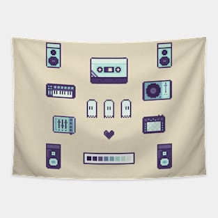 Pixel Art Music Set Tapestry