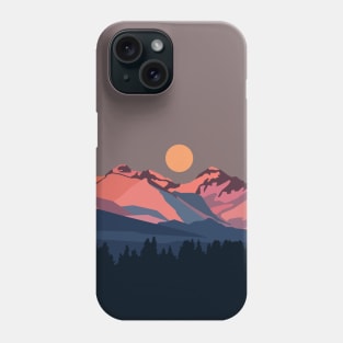 Sunset in snowy mountains Phone Case
