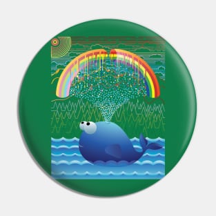 Whale blows water Pin