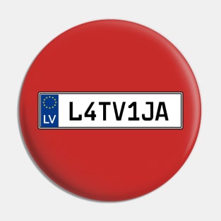 Latvia car license plate Pin