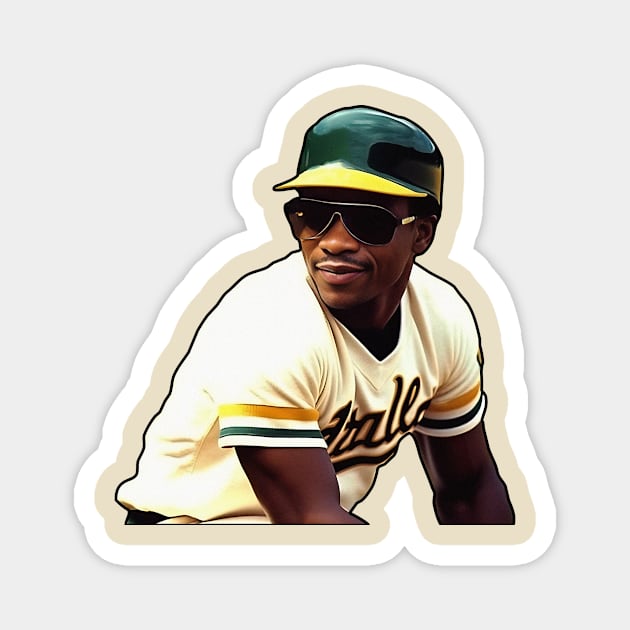 Portrait of baseball star Rickey Henderson Magnet by KOTYA