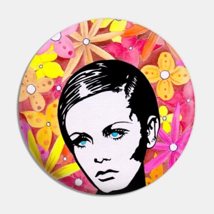 Twiggy 60s Retro Pop Art Pin