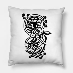 Tudor Bird with Flowers Pillow