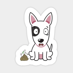 Funny bull terrier smells poo poo Magnet