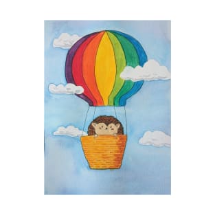 Adorable little hedgehog goes for a balloon ride (watercolour) T-Shirt
