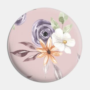 Vintage Floral Pattern Watercolor Pin