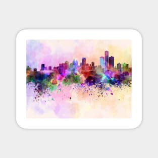 Detroit skyline in watercolor background Magnet