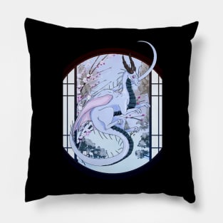 Blue Dragon With Background Pillow