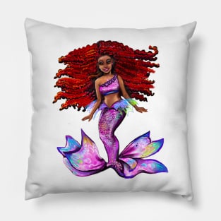 Black African American Mermaid Pillow