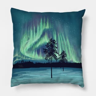 Northern lights camping Pillow