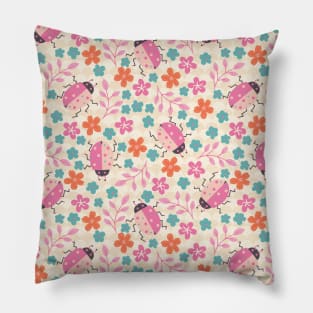 Spring Bugs and Flowers Pillow