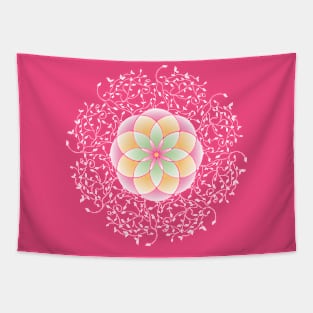 Pink prism flower with mandala pattern Tapestry