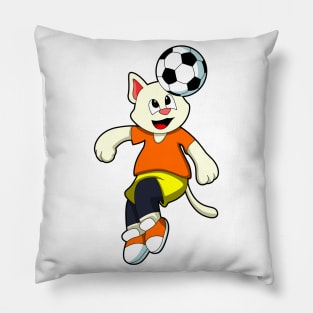 Cat at Sports with Soccer Pillow