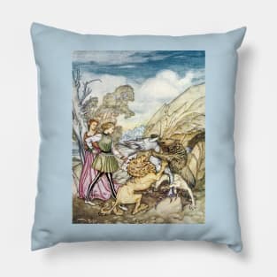 Cesarino and the Dragon - Arthur Rackham Pillow