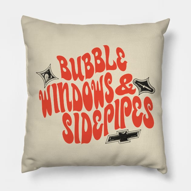 Bubble Windows & Side Pipes! (Vintage Red) Pillow by NextGenVanner