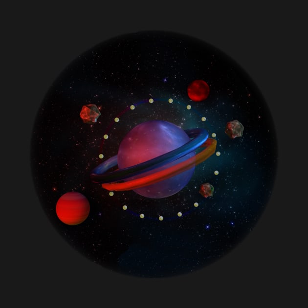 Galaxy spaceship planets 3d by soycarola