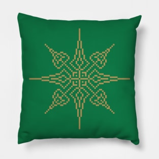 Pixel Gold Holiday Snowflake Pillow