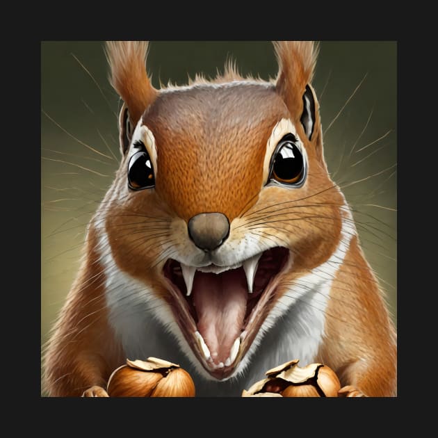 Surprised squirrel with nuts illustration by KOTYA