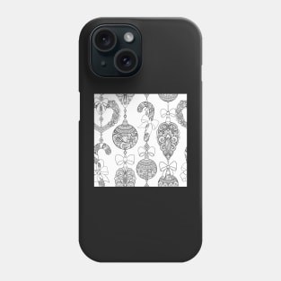 Monochrome Merry Christmas Pattern, New Year Illustration Phone Case