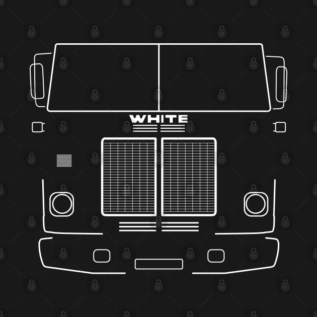 White Road Commander 1970s classic truck white outline graphic by soitwouldseem